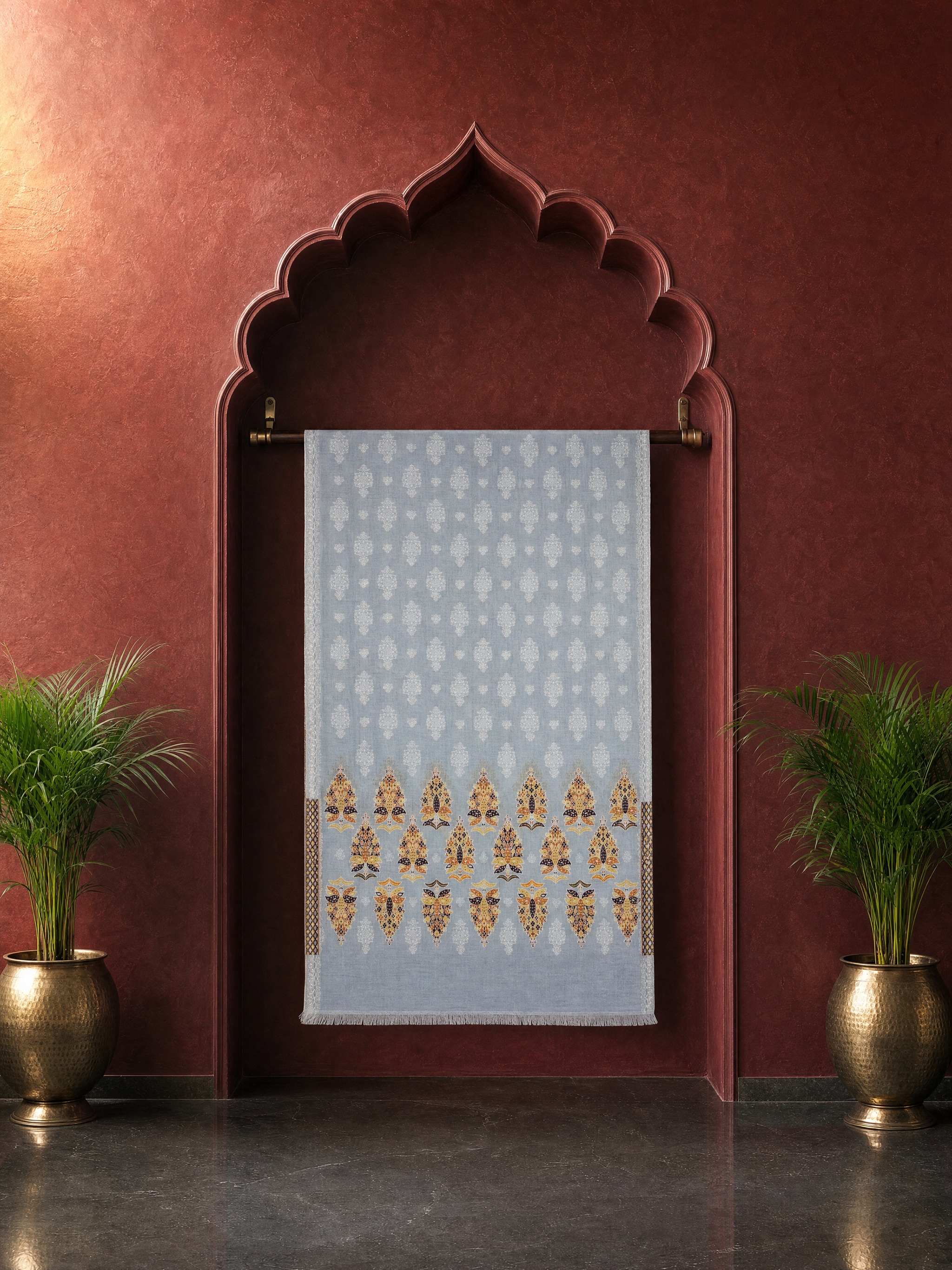 The Buta Shawl — Powder Blue, Front