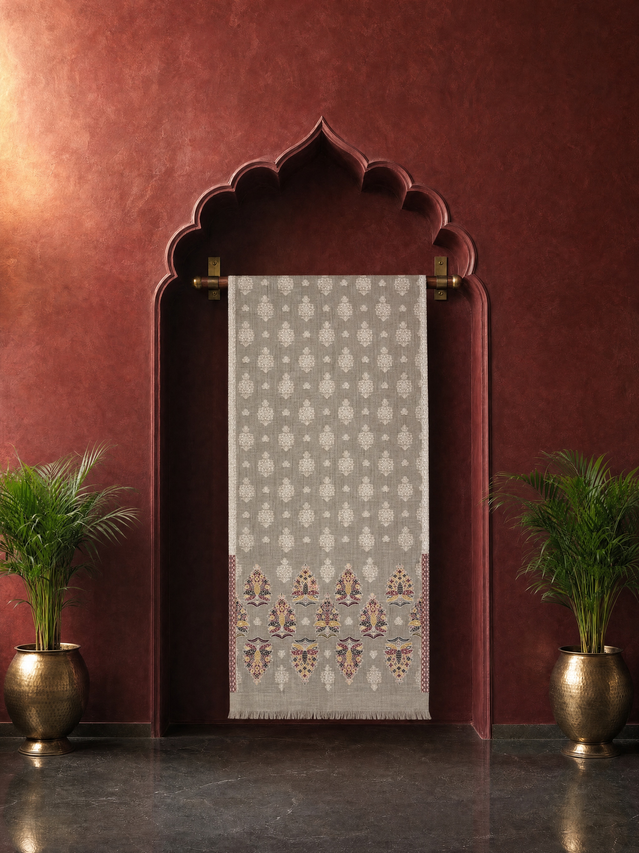 The Buta Shawl — Smoke Grey, Front