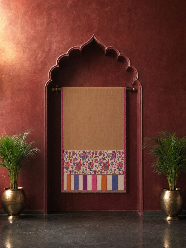 The Floral Palla Shawl — Camel