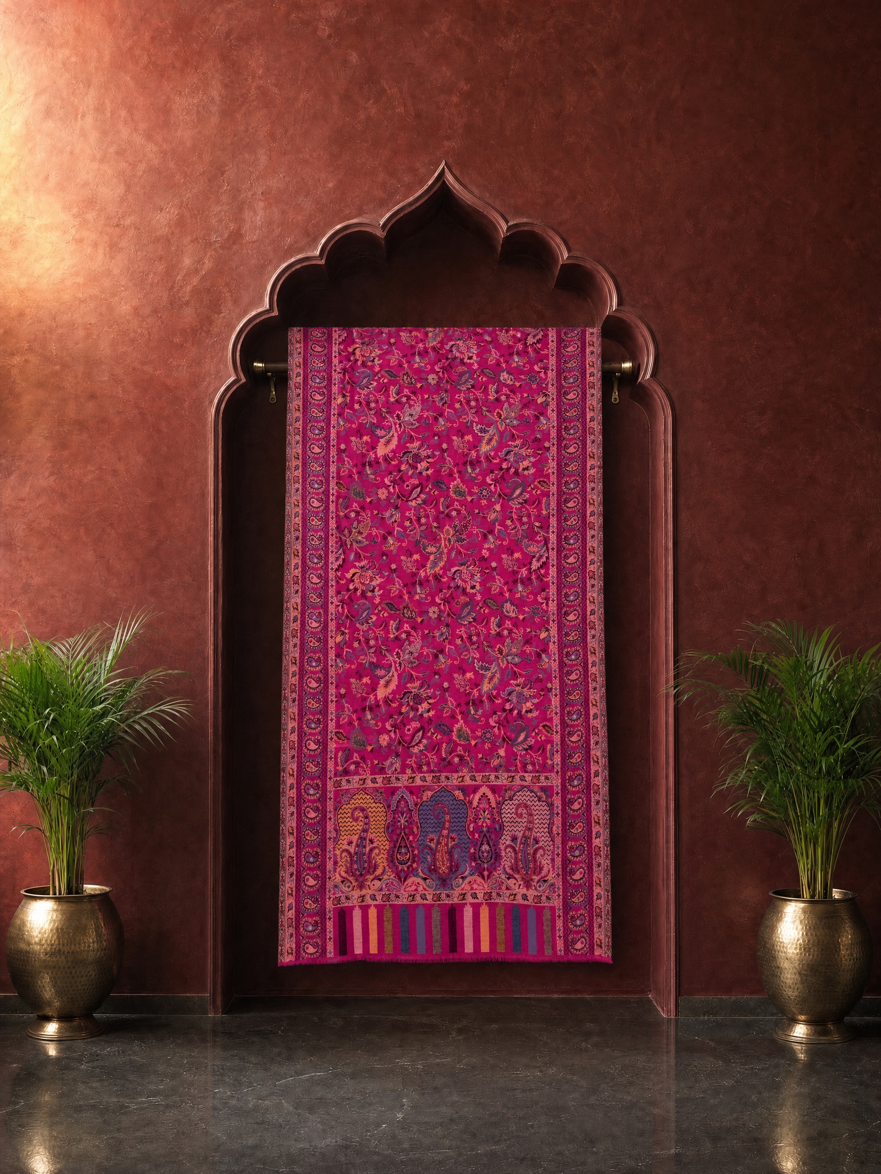 The Jamawar Shawl — Magenta, Front
